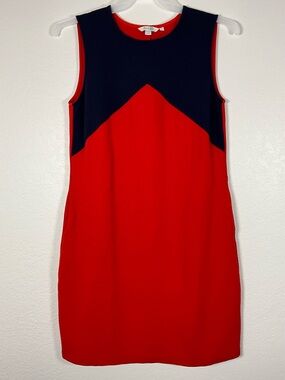 Boden Sleeveless Sheath Dress Colorblock Navy Blue/Red Size 10 Pockets‎ Ribbed